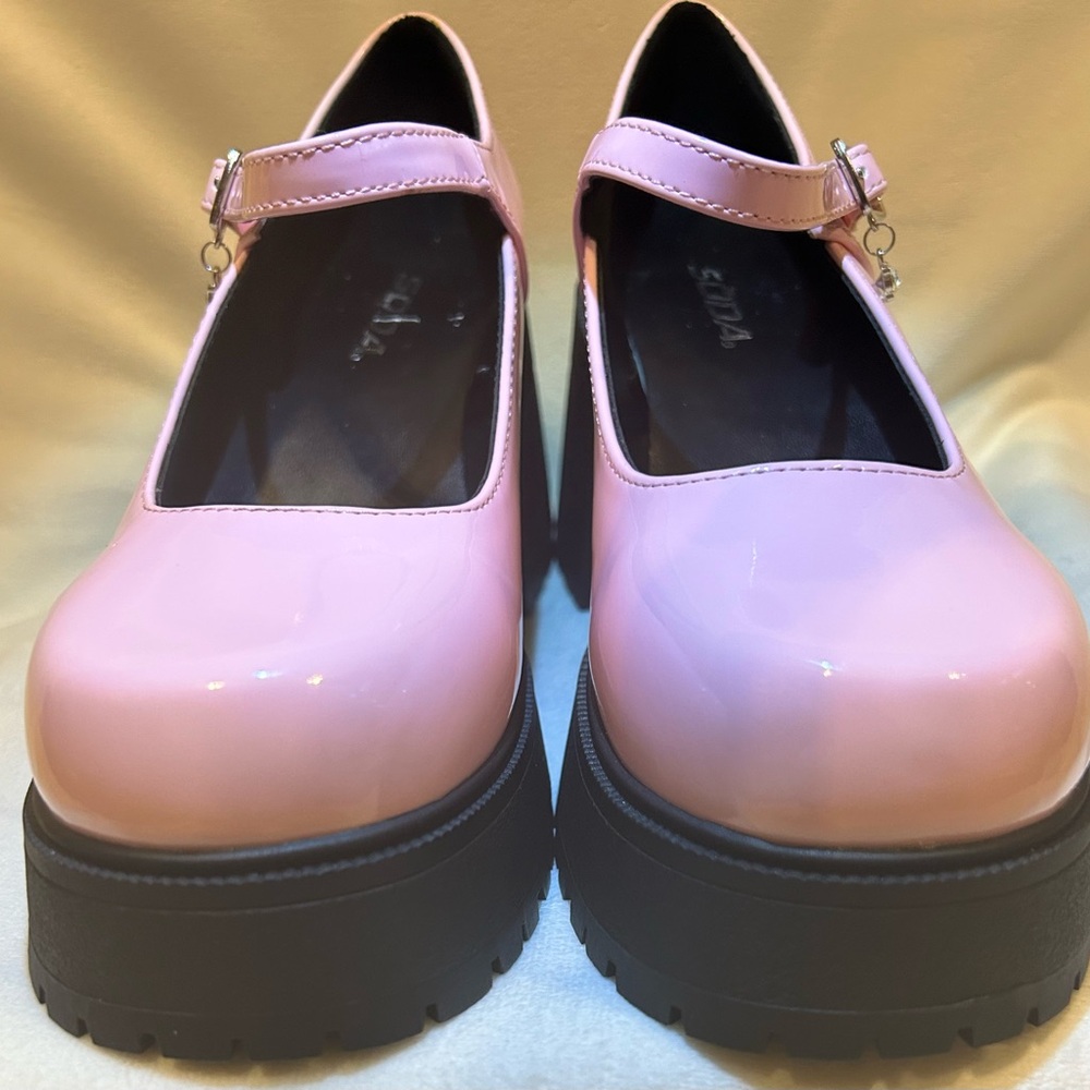 Soda Faby Pink Platform/Mary Jane  chunky heel size 8.5 - Picture 4 of 9